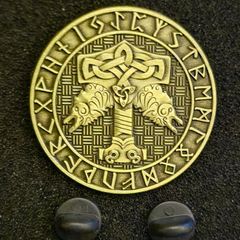 Norse/viking, pin back badge.