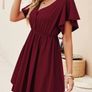 Beluring Women's Short Sleeve Dress Elegant Ruffle Sleeve Dress V-Neck Image 4
