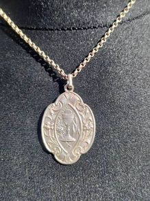 1937 Irish Sterling Silver Communion Medal and original silver chain