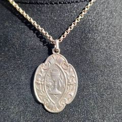 1937 Irish Sterling Silver Communion Medal and original silver chain