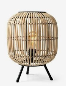 Rattan and Iron Table Lamp