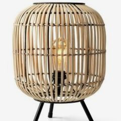 Rattan and Iron Table Lamp