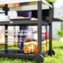 BBQ Trolley Food Prep Outdoor 3-Shelf Movable Pizza Oven Table Stand with Stainless Steel Top Image 6