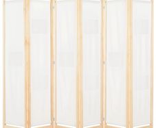 6-Panel Room Divider Cream 240x170x4 cm Fabric