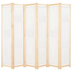 6-Panel Room Divider Cream 240x170x4 cm Fabric