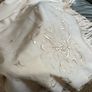 Antique Silk twill cream shawl embroidered deep fringe Image 10