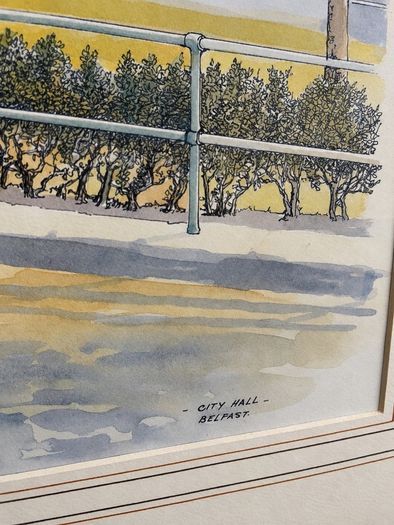Framed Belfast City Hall artwork by R. Mulree