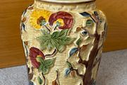 Vintage HJ Wood Staffordshire "Indian Tree" Handpainted Raised Floral Vase