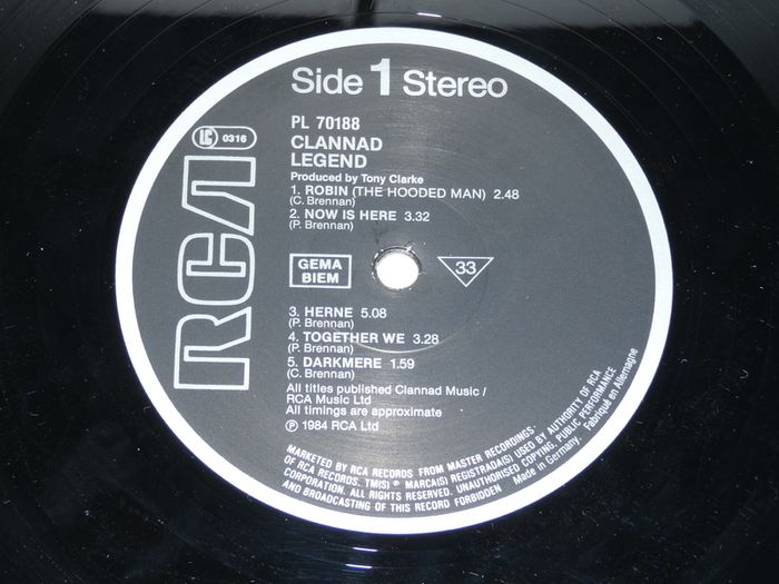 Clannad Legend Uk Pressing 1984 Lp