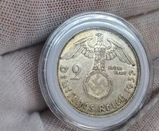 2 Reichsmark 1937 G Karlsruhe WW2 Silver Coin third Reich