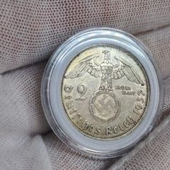 2 Reichsmark 1937 G Karlsruhe WW2 Silver Coin third Reich