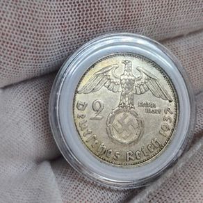 2 Reichsmark 1937 G Karlsruhe WW2 Silver Coin third Reich