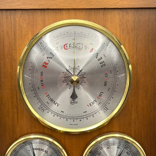 Vintage Barigo Oak Weather Station Hygrometer Barometer Thermometer Germany