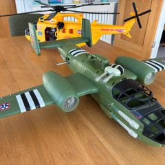 Large Rescue Helicopter and Military Aircraft with Action Figures