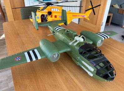 Large Rescue Helicopter and Military Aircraft with Action Figures