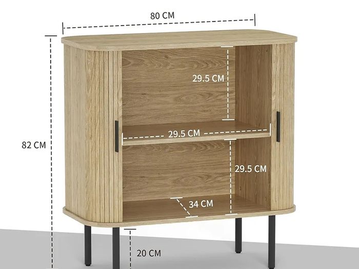 Sideboard, Buffet Storage Cabinet for Living Room, Kitchen Cupboard with Tambour Sliding Door, Storage Unit for Modern Home Dinning Room,Nature
