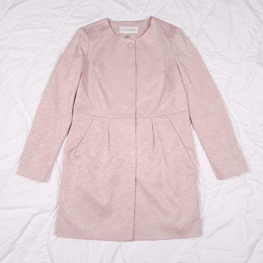 Edina Ronay Blush Pink Embossed Pattern Coat Size L/XL