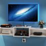 Floating TV Stand Wall Mounted,Wood TV Cabinet Media Console Shelf,Floating TV Unit for Under TV Storage for Living Room Bedroom Office,White Image 4