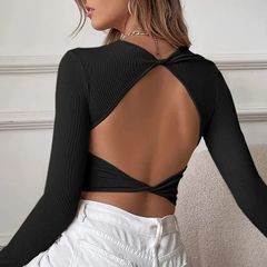 brand new temu Elegant Backless Long Sleeve T-Shirt size XS UK 4/6