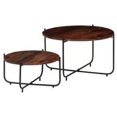 Coffee Table Set 2 Pieces Solid Acacia Wood 60x35 cm