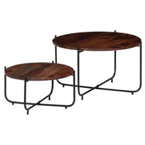 Coffee Table Set 2 Pieces Solid Acacia Wood 60x35 cm