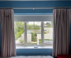 Bedroom Curtains, pole and hold backs