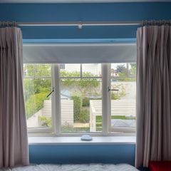 Bedroom Curtains, pole and hold backs