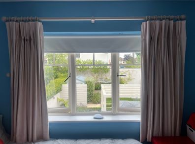 Bedroom Curtains, pole and hold backs