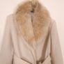 Zara Beige Cream Faux Fur Collar Belted Wrap Long Wool Coat Size L Image 4