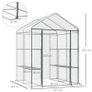 Walk in Greenhouse, 3-Tier Green House with 8 Shelves, Hemmed Cover and Roll-up Zipped Door, Steel Frame, 143 x 143 x 195 cm Image 3