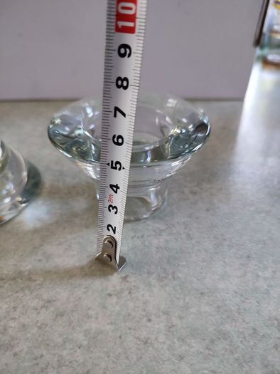 IKEA  PORTA VELAS Clear Glass Candle Holders K & M Hagberg w sticker pair 2 1/4" H