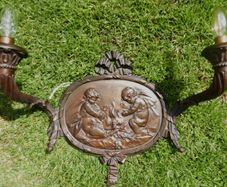 Antique Bronze Medallion Sconces, Bronze Wall Sconce Candlesticks Wall Hanging Lighting (very heavy)
