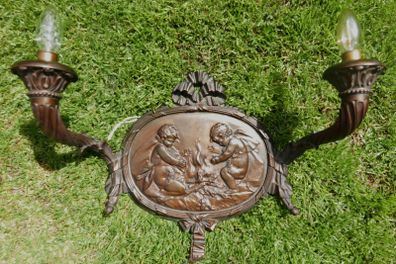 Antique Bronze Medallion Sconces, Bronze Wall Sconce Candlesticks Wall Hanging Lighting (very heavy)