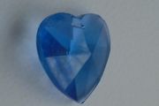 Blue Heart pendant beads, Craft supplies, Glass heart, Suncatcher parts, Jewellery supplies