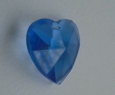 Blue Heart pendant beads, Craft supplies, Glass heart, Suncatcher parts, Jewellery supplies
