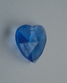 Blue Heart pendant beads, Craft supplies, Glass heart, Suncatcher parts, Jewellery supplies