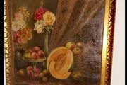 Large antique still life oil on canvas
