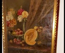 Large antique still life oil on canvas