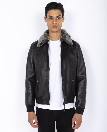 New Schott NYC LC930D Pilot Cowhide Leather Men's Jacket, Removable Collar