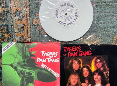 Tigers of Pan Tang 3 singles 1 of which is a double in vg+ condition