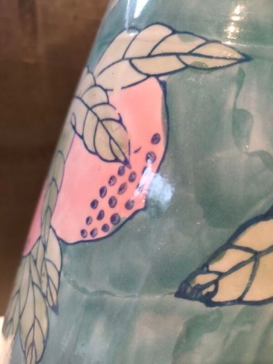 15" Early 20th Century Chinese Hand painted Cylinder Vase