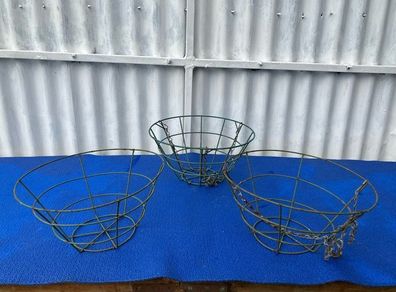 3 vintage wire hanging baskets
