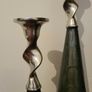 Trio of chrome twist & enamel painted candlesticks Image 2