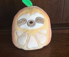 8 Inch Squishmallow Simon the sloth orange costume fruit squad