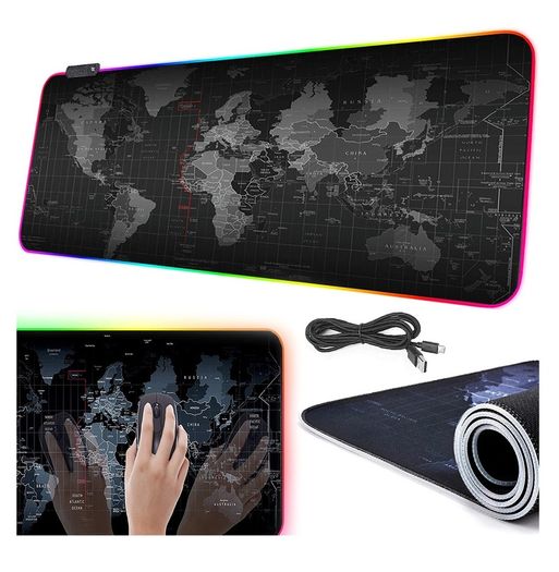 New Large Color LED Computer Mouse Pad World Map Gaming Mouse Keyboard Mat #1434