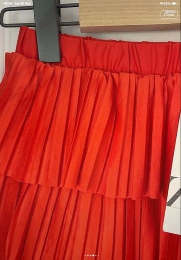 skirt Zara mini pleated tiered skirt coral red small