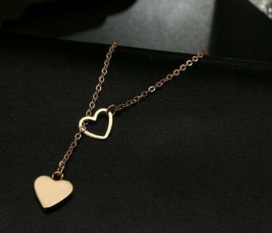Long Necklace with Heart Charms