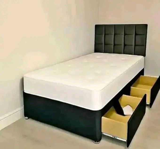 New Stylish single ,Double 4ft, 4ft6, King 5ft And 6ft Superking Sizes Divan Beds Instock. Drawers And Optional Tufted Mattresses Available. Free Delivery
