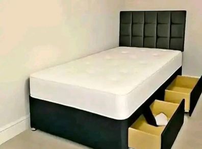 New Stylish single ,Double 4ft, 4ft6, King 5ft And 6ft Superking Sizes Divan Beds Instock. Drawers And Optional Tufted Mattresses Available. Free Delivery