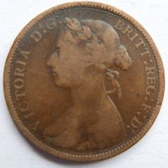 United Kingdom Half Penny 1886 Victoria Queen
